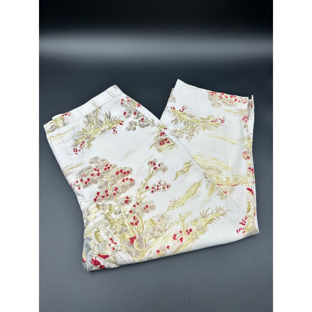 VTG Austin Toile Crop Pants Scenic Print Grannycore Cottagecore Coquette Sz 8